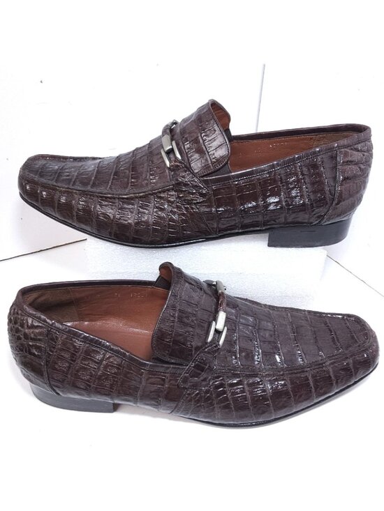 Los Altos Caiman Crocodile Belly Loafers – Brown, Size 13 main image 10